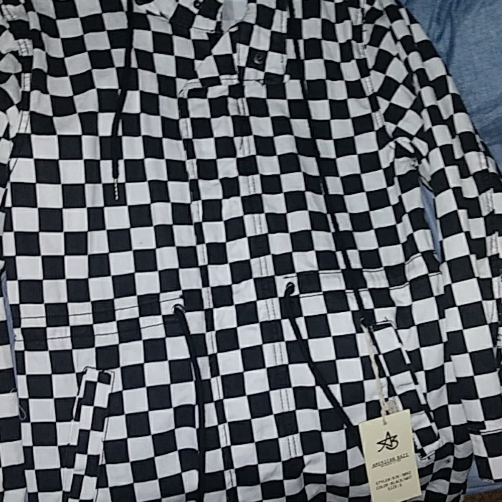 A checkered jacket